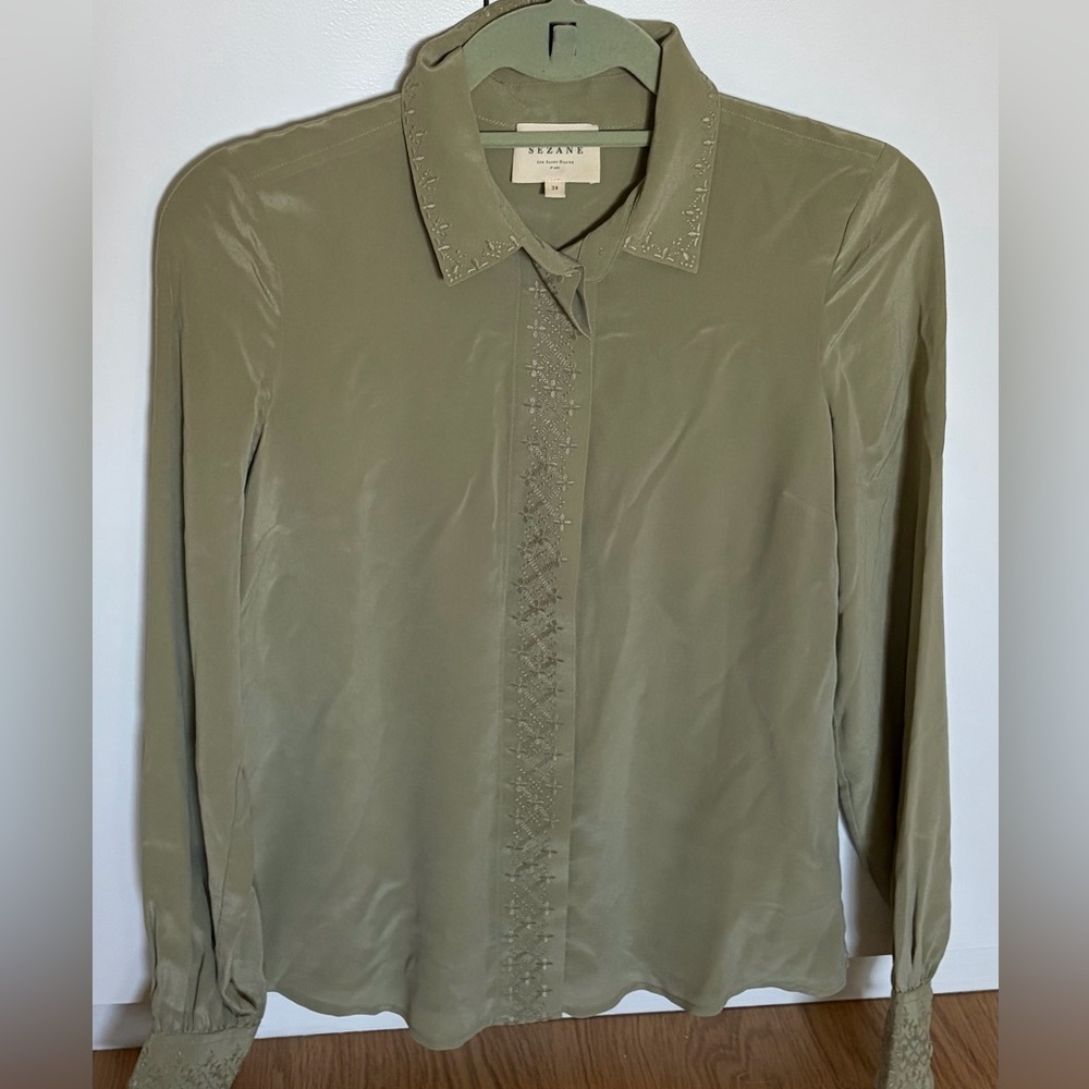 Sezane Sage Green Blouse